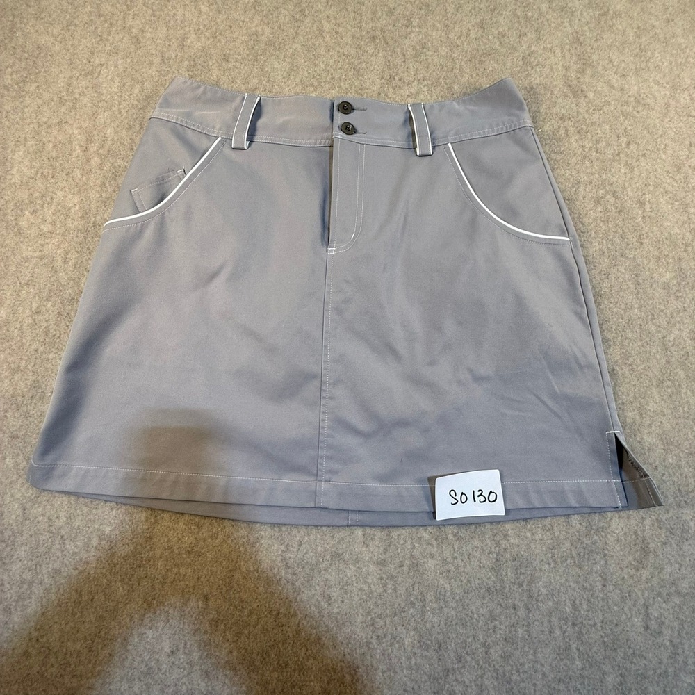 Adidas‎ ClimaCool Golf Skort Gray White Piping Athletic Skirt Womens Size 6
